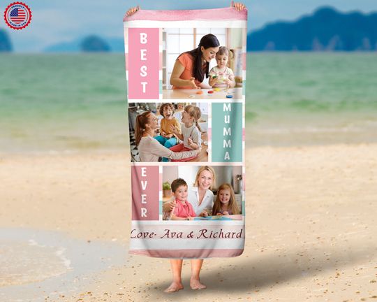 Discover Personalize Mothers Day Picture Beach Towel