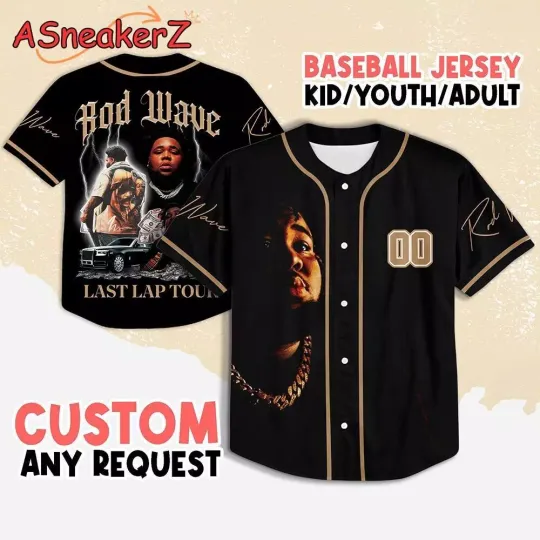 Discover Custom Number Rod Wave Last Lap Tour Baseball Jersey