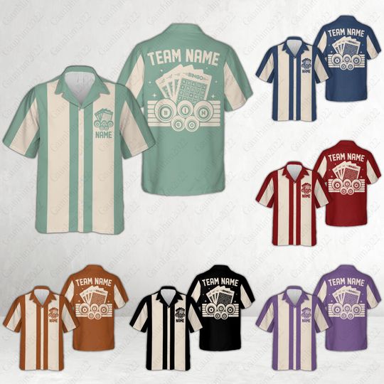 Discover Personalized Bingo Hawaiian Shirt, Custom Name Bingo Player Button Up Shirt