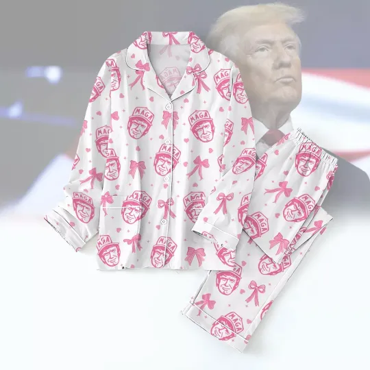 Discover Funny Trump MAGA Coquette Bow Make Valentine Great Again Pajamas Set