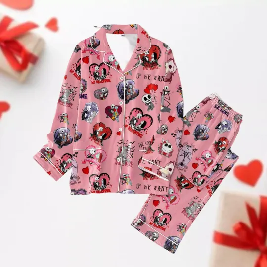 Discover Jack & Sally Matching Couple True Love Never Dies Valentine's Day Pajamas Set