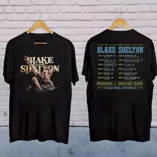 Discover Blake Shelton Country Music, 2025 Blake Shelton Friends and Heroes Tour Shirt