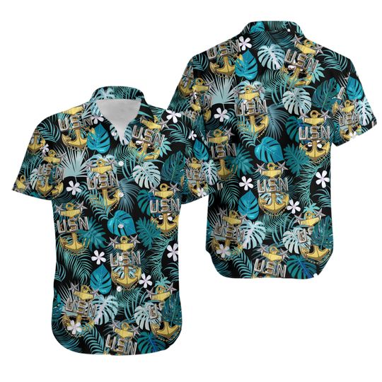 Discover US Navy E-9 Master Chief Petty Officers Anchor 3D Hawaiian Shirt