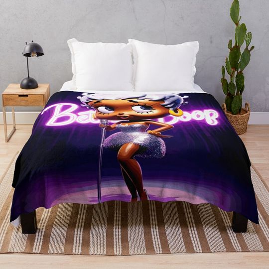 Discover Golden Years-Vibrant Betty Boop on stage Throw Blanket
