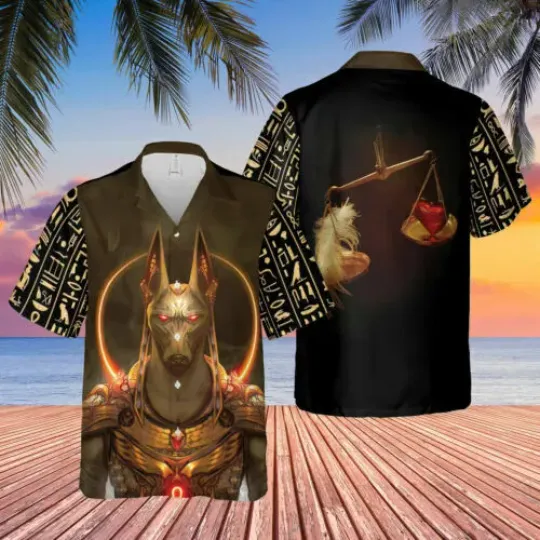 Discover Hawaiian Aloha Shirts Anubis Orange Ancient Egypt 3D HAWAII All Over Print