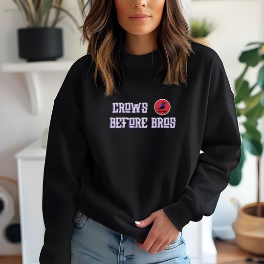 Discover Crows before Bros Unisex Crewneck Goth Apparel Sweatshirt Raven Lover Gift Dark but Cute