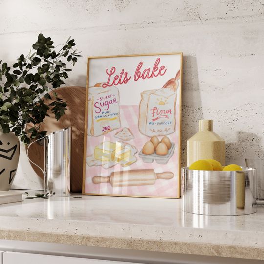 Discover Lets Bake Poster, Kitchen Wall Art, Bakery Decor, Baking Lover Gift