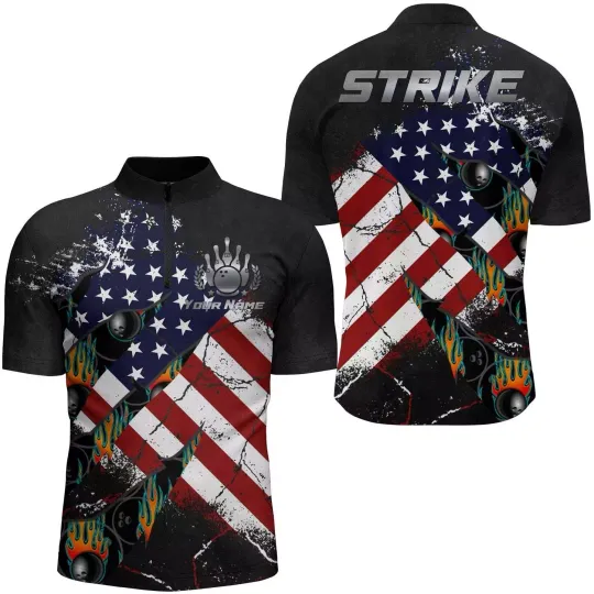 Discover Custom Patriotic America Flag Strike Bowling Jersey