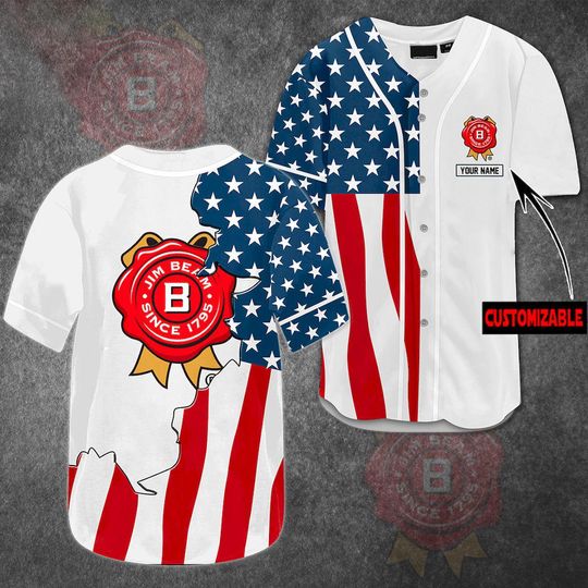 Discover Personalized US Flag Jim Beam Baseball Jersey - Jim Beam Jersey Shirt