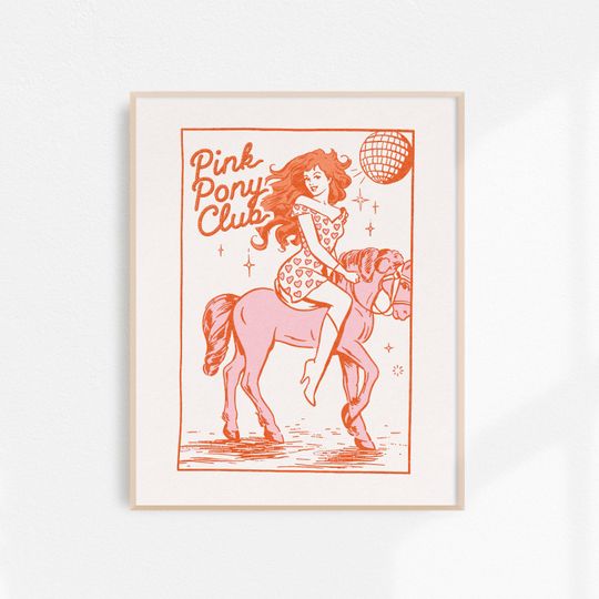 Discover Pink Pony Club Poster, Cowgirl Fine Art Print