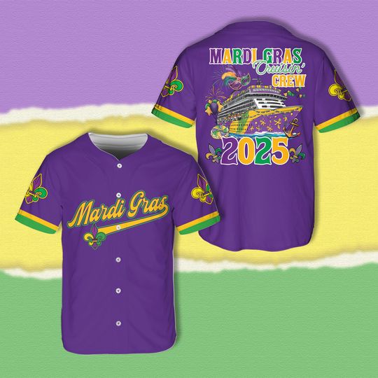 Discover Mardi Gras Cruise Crew 2025 Baseball Jersey, Louisiana Mardi Gras Cruise Jersey