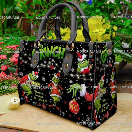 Discover Christmas funny character Leather Handbag,funny character Lover's