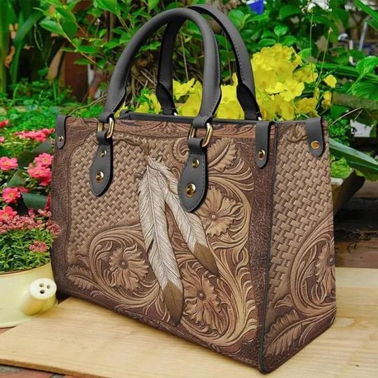 Discover Native American Feather Leather Bag