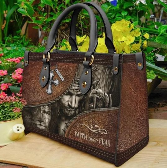 Discover Jesus Faith Over Fear Women Leather Bag