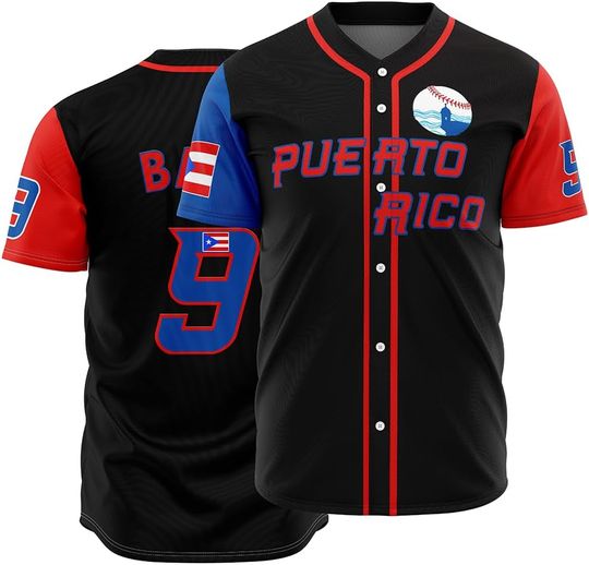 Discover Men's #9 Puerto Rico World Game Classic Baseball Jersey Shirts