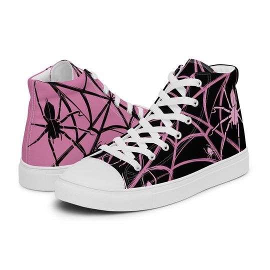 Discover Spider Web Shoes - High Top Canvas Sneakers