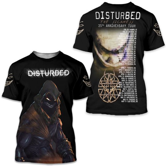 Discover Disturbed The Sickness 25th Anniversary Tour 2025 3D T-Shirt