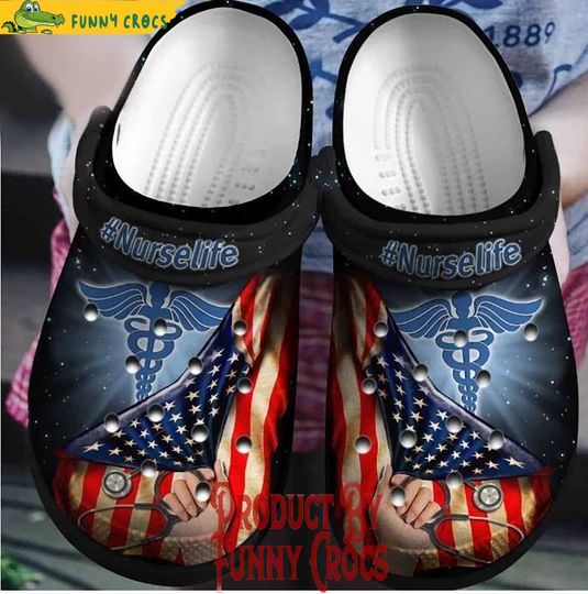 Discover Custom Nurse Caduceus American Flag Clogs Shoes For Women, Nursing Student, Gift For Nurse