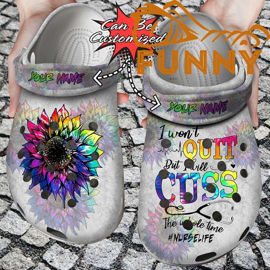 Discover Personalized Nurse Life Sunflower Clogs, I Won’t Quit, Shoes, Nursing Student, Gift For Nurse