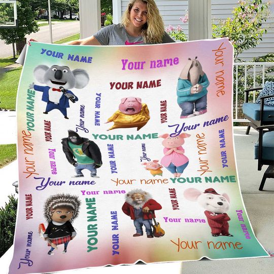Discover Personalize Sing Pig Blanket, Sing 2 Movie Cartoon, Birthday Blanket, Baby Name Blanket