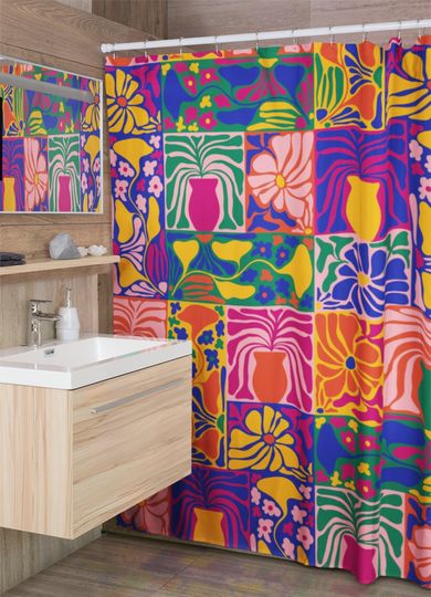 Discover Abstract Floral Shower Curtain | Groovy Funky Color Kitsch