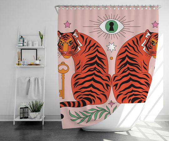 Discover Cute Tigers with Eye of Providence Shower Curtain Bathroom