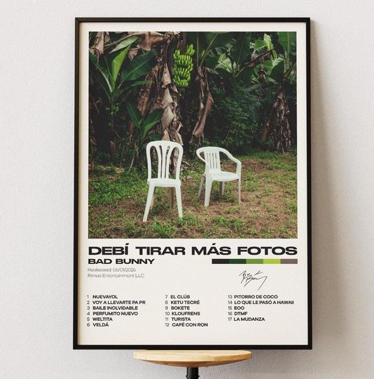 Discover Bad Bunny Minimalist Album Poster - Debi Tirar Mas Fotos Wall Art