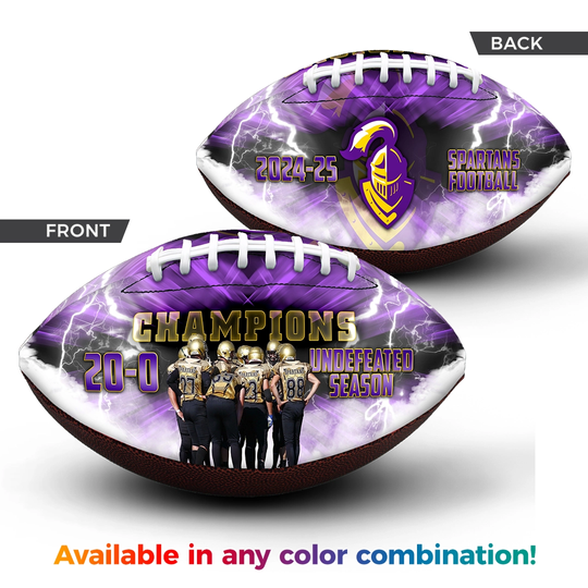 Discover Custom Football Team Gift, Senior Football Gift, Custom Rugby Ball - Thunderstorm
