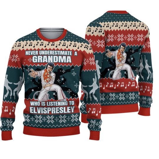 Discover Elvis Presley Who is Listening to Elvis Christmas Ugly Sweater DS4740