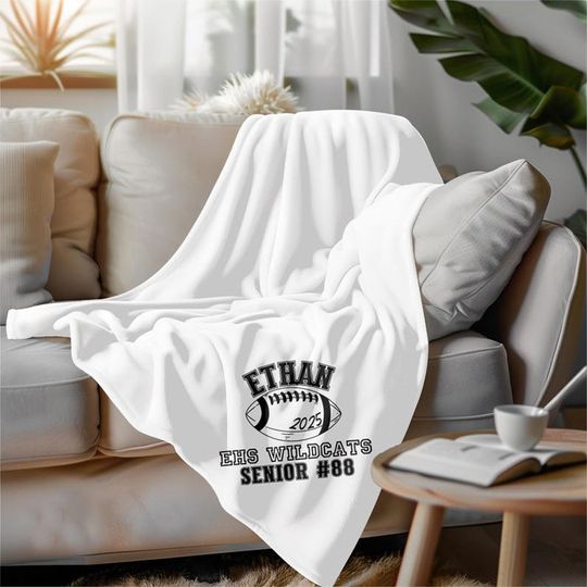 Discover Personalized Football Lacrosse Volleyball Soccer Blanket Custom Soft Velveteen Plush Graduation Senior Gift