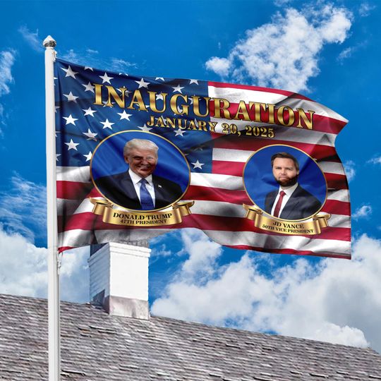 Discover Trump 47th President House Flag, Donald Trump And JD Vance Inauguration Day Flag,
