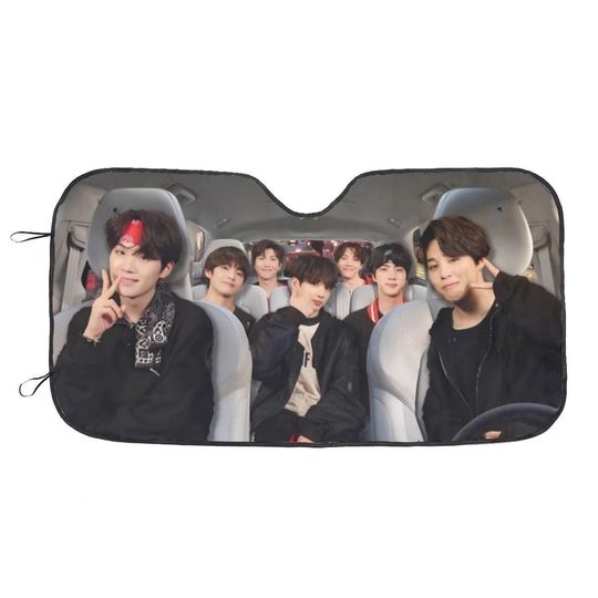 Discover BTS OT7 with Jimin driving! Car Windshield Sun Shade - Car sun visor