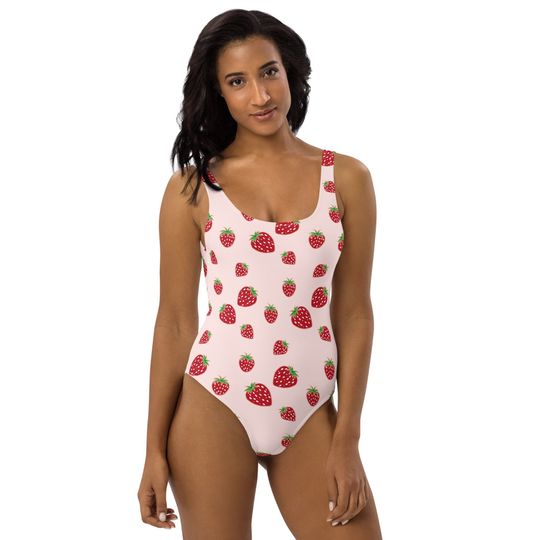 Discover Kawaii One-Piece Strawberry Swimsuit |Decora Kei Swimsuit