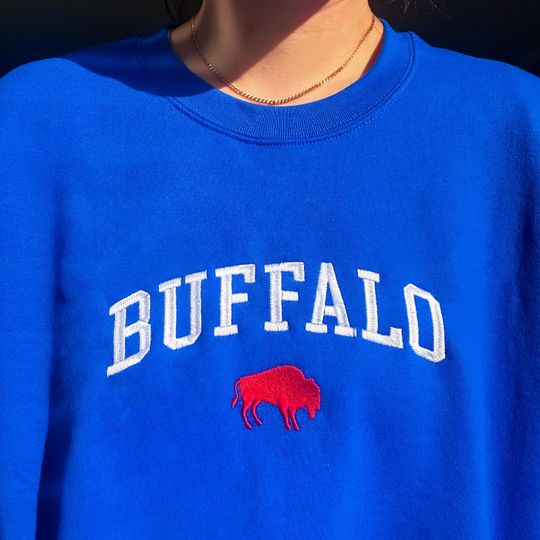 Discover Buffalo embroidered sweatshirt, vintage buffalo ny football crewneck