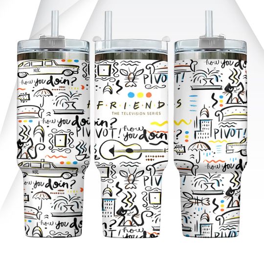 Discover Friends Movie Stainless Tumbler, Chandler Bing 40oz Tumbler, Central Perk Coffee Steel Tumbler