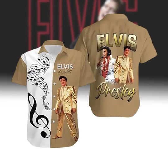 Discover Elvis Presley Button Shirt, Elvis 90th Anniversary Hawaiian Shirt, The King Of Rock T-Shirt
