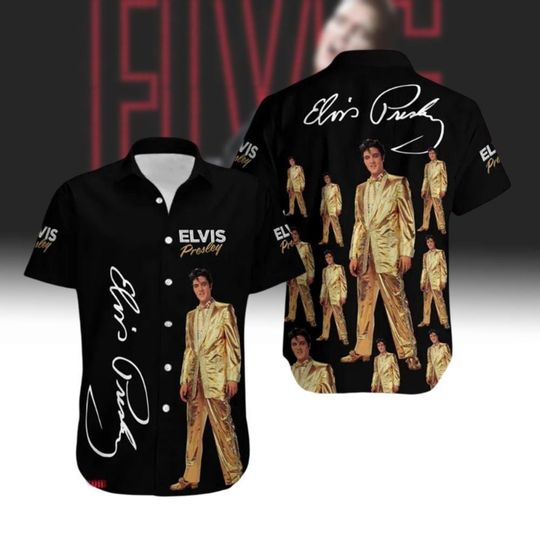Discover Elvis Presley Button Shirt, Elvis 90th Anniversary Shirt For Men, The King Of Rock Hawaii Shirt