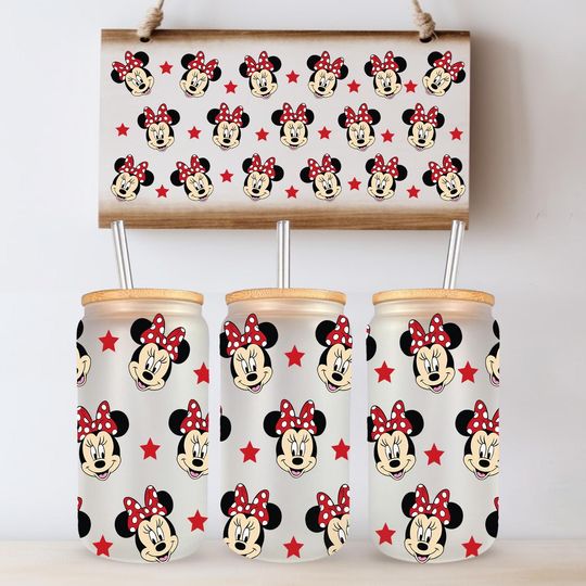Discover 16 oz glass can Minniee Mousee