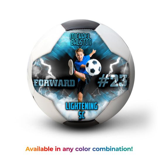 Discover Custom Photo Soccer Ball | Thunderstorm Design | Great for Senior Night