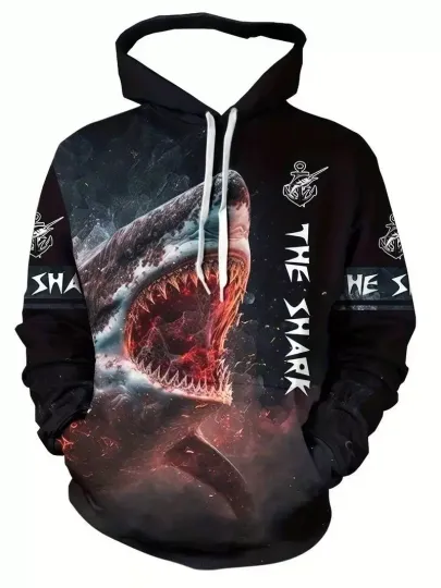 Discover Fierce Shark Fishing Christmas 3D Hoodie All Over Print Hoodie 3d - all printed