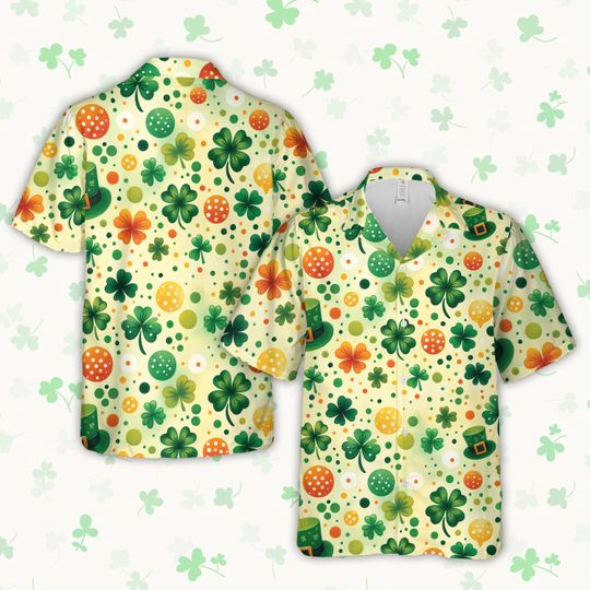 Discover Happy St Patrick's Day Hawaiian Shirt, Irish Flag Circle Shamrock Button Up Shirt