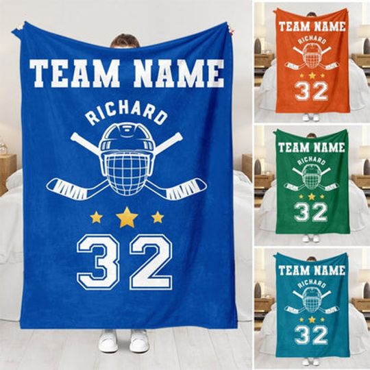Discover Personalized Hockey Blanket - Custom Name, Player Number & Team Name Blanket