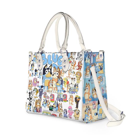 Discover Blue Dog Purse, Leather handbag, BlueyDad and Bingo Themed Tote, BlueyDad Bag