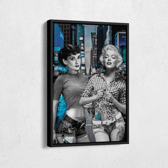 Discover Audrey Hepburn and Marilyn Monroe Black and White Canvas