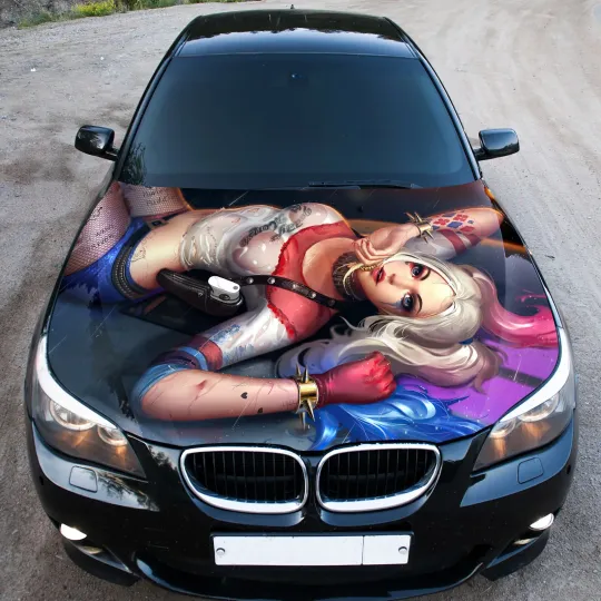 Discover Harley Quinn Car Auto Hood Covers Full Color Graphic Fit any Car SX