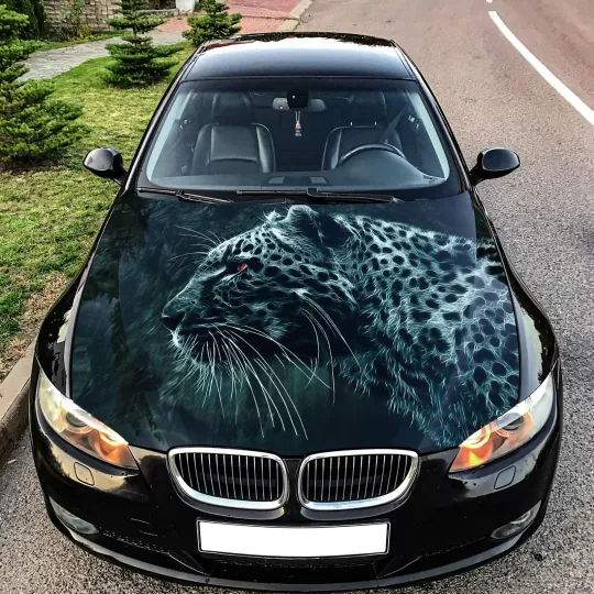 Discover Leopard Car Auto Hood Covers Full Color Graphic Fit Any Car