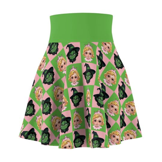 Discover Wicked Themed Checkered  Skater Skirt, Gothic Fashion