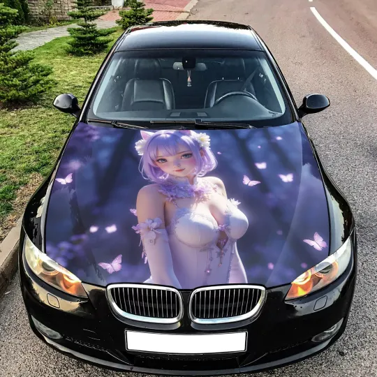Discover Cute Anime Girl Emilia Car Auto Hood Covers Graphic For Car & Truck