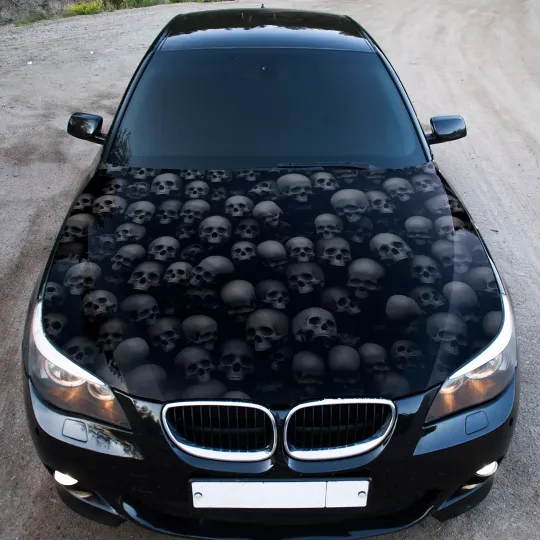 Discover Grunge 3D Skulls Pile Auto Hood Covers Color Graphic Fit Any Car and Truck