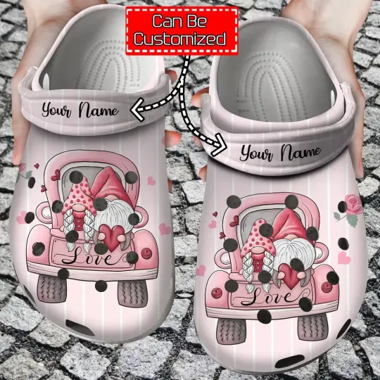 Discover Personalized Valentine Gnome Truck Clog, Custom Name Clog, Valentine Gift